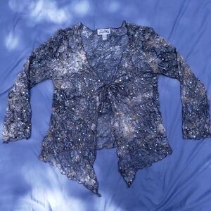 Joseph Ribkoff Black and Silver Lace Blouse